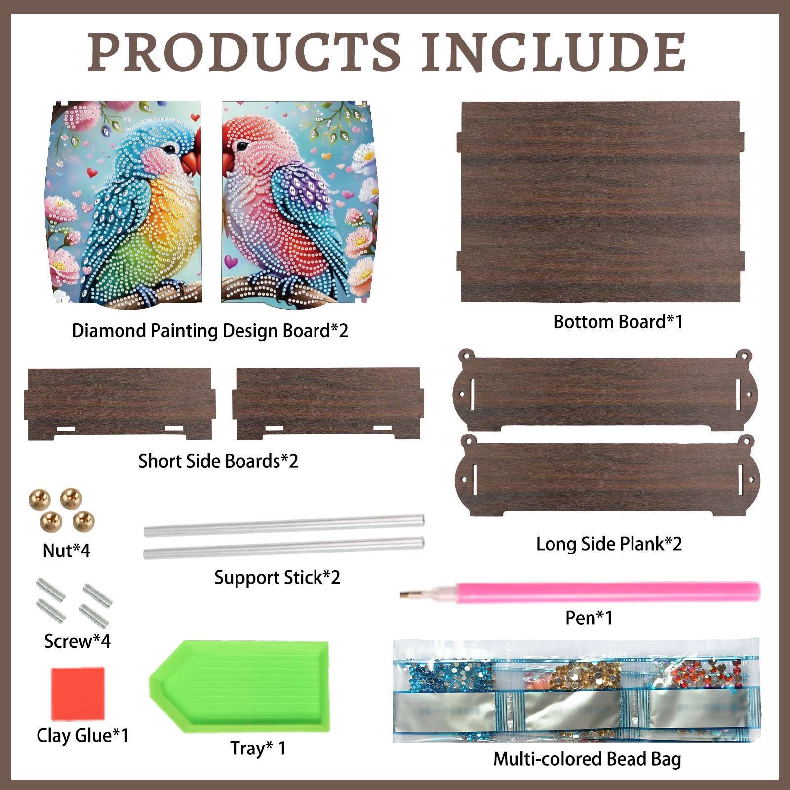Diamond Painting Kit Storage Box Loving Birds DIY Multi-Purpose Craft Storage Box Ideal for Home Offices and Holiday Gifts