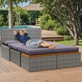 thumbnail image 3 of Flamaker Outdoor Rattan Lounge Chair with 2 Side Tables, Multifunctional Outdoor Patio Daybed with Footrest, Cushions, Storage Ottoman,Chaise Lounge Chair for Backyard Porch Poolside(Grey), 3 of 8