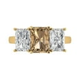 thumbnail image 2 of 4.0ct emerald cut champagne Zircon 14k yellow gold 3 stone Bridal Wedding Engagement Promise Anniversary Ring for Women size 6.25, 2 of 7