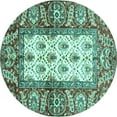 thumbnail image 1 of Ahgly Company Machine Washable Indoor Round Oriental Turquoise Blue Traditional Area Rugs, 5' Round, 1 of 4