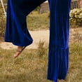 thumbnail image 4 of GNFQXSS Women's High Waisted Tiered Wide Leg Velvet Pants Flowy Dressy Trousers for Party Evening & Special Blue XL, 4 of 8