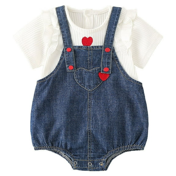 Sngxgn Girl's Two Piece Outfits Ruffle Trim Short Sleeve T Shirt and Skirt Sets(Blue,66)