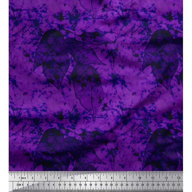 Soimoi Poly Georgette Fabric Leaves & Texture Printed Craft Fabric by the Yard 42 Inch Wide