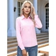 thumbnail image 6 of Super Soft Wrinkle Free Button Down Shirts for Women Solid Long Sleeve Striped Formal Work Dress Blouses Tops Pink XL, 6 of 7