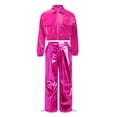 thumbnail image 5 of iiniim 2Pcs Girls Dance Outfits Jazz Hip Hop Dance Metallic Cropped Jacket Pants Set Modern Dancewear Hot Pink 14, 5 of 7