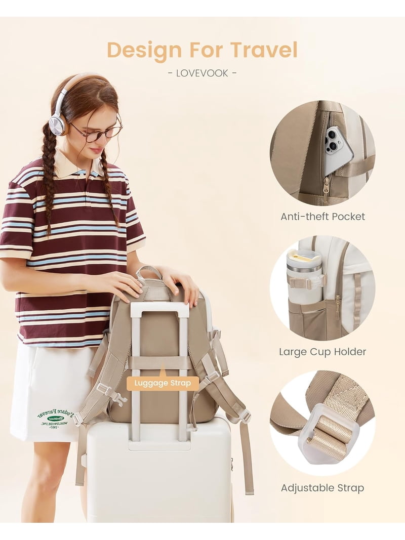 Cute Student Bookbag Fits 15.6 Inch Laptop Backpack with Cup Holder Daypack Amazon.com: bagswan Laptop Backpack for Women Travel: Cute  main image 3