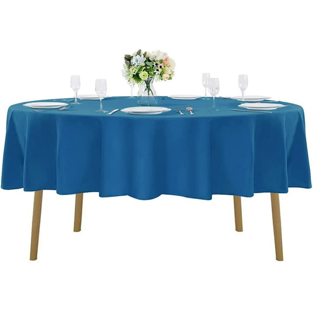 90 Inch Round Tablecloth Washable Polyester Table Cloth Decorative Cover For Wedding Party Dining Banquet Mediterranean Blue Com 90 Inch Round Tablecloth Washable, What Size Tablecloth For A 90 Inch Round Table