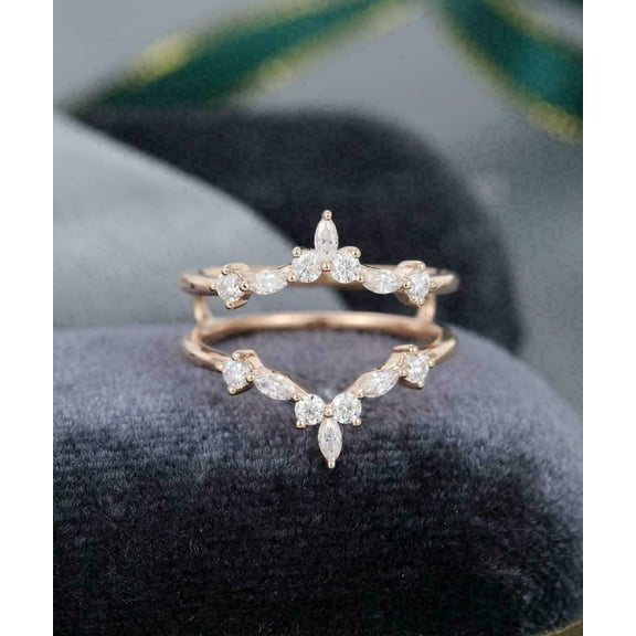 2Ct Marquise Cut Lab Created Diamonds Women's Wedding Wrap Enhancer Ring 14K Rose Gold Plated