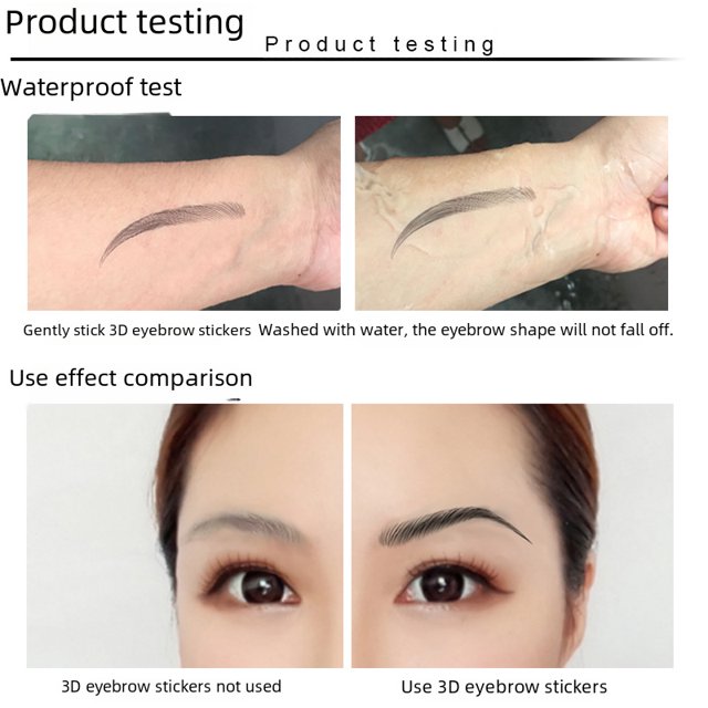 Tatuaje de cejas semipermanente de imitación ecológica, pasta para cejas, adhesivo de transferencia de agua, resistente al agua