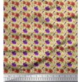 thumbnail image 1 of Soimoi Beige Cotton Jersey Fabric Ranunculus & Chrysanthemum Floral Printed Craft Fabric by the Yard 58 Inch Wide, 1 of 3