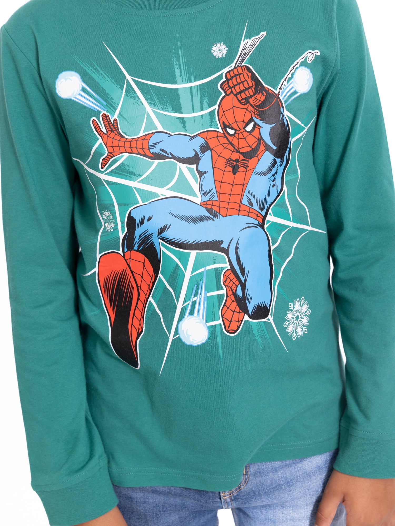 Spider-Man Boys Holiday Graphic Tees with Long Sleeves, 2-Pack, Sizes 4-18