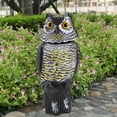 Rotating Head Owl Decoy Protection Repellent Bird Pest Scarer Scarecrow Garden Have Sound