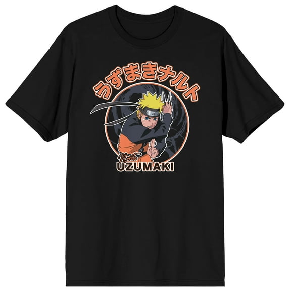 Naruto Shippuden Nine Tails Ninja Men's Black T-shirt-Medium