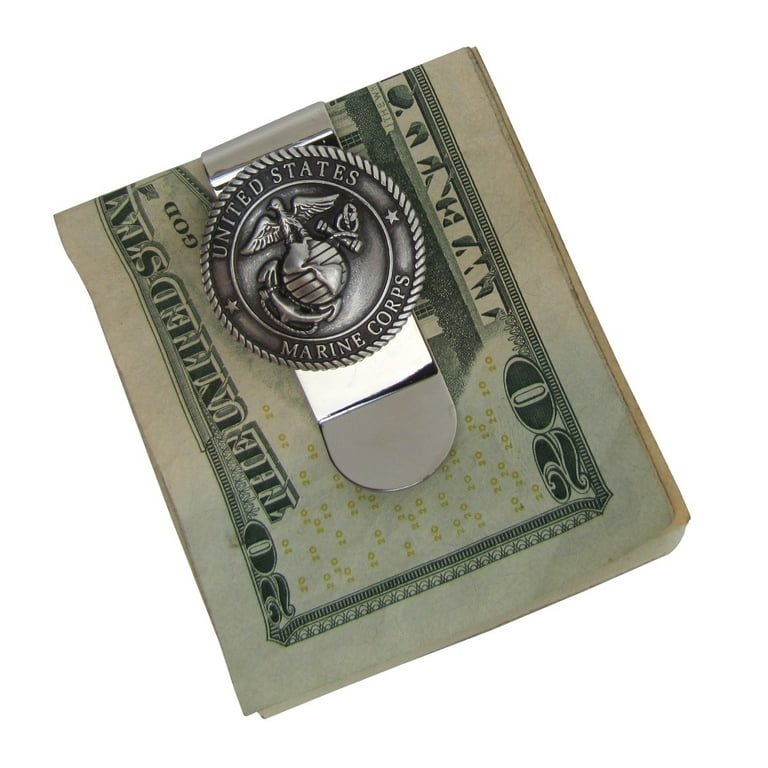 Silver US Marines Seal Money Clip Mens USMC Concho Card Holder Men's Wallet Gift Silver US Marines Seal Money Clip Mens USMC Concho Card Holder Men's Wallet Gift