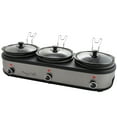 MegaChef Triple 2.5 Quart Slow Cooker and Buffet Server in Brushed Silver and Black Finish with