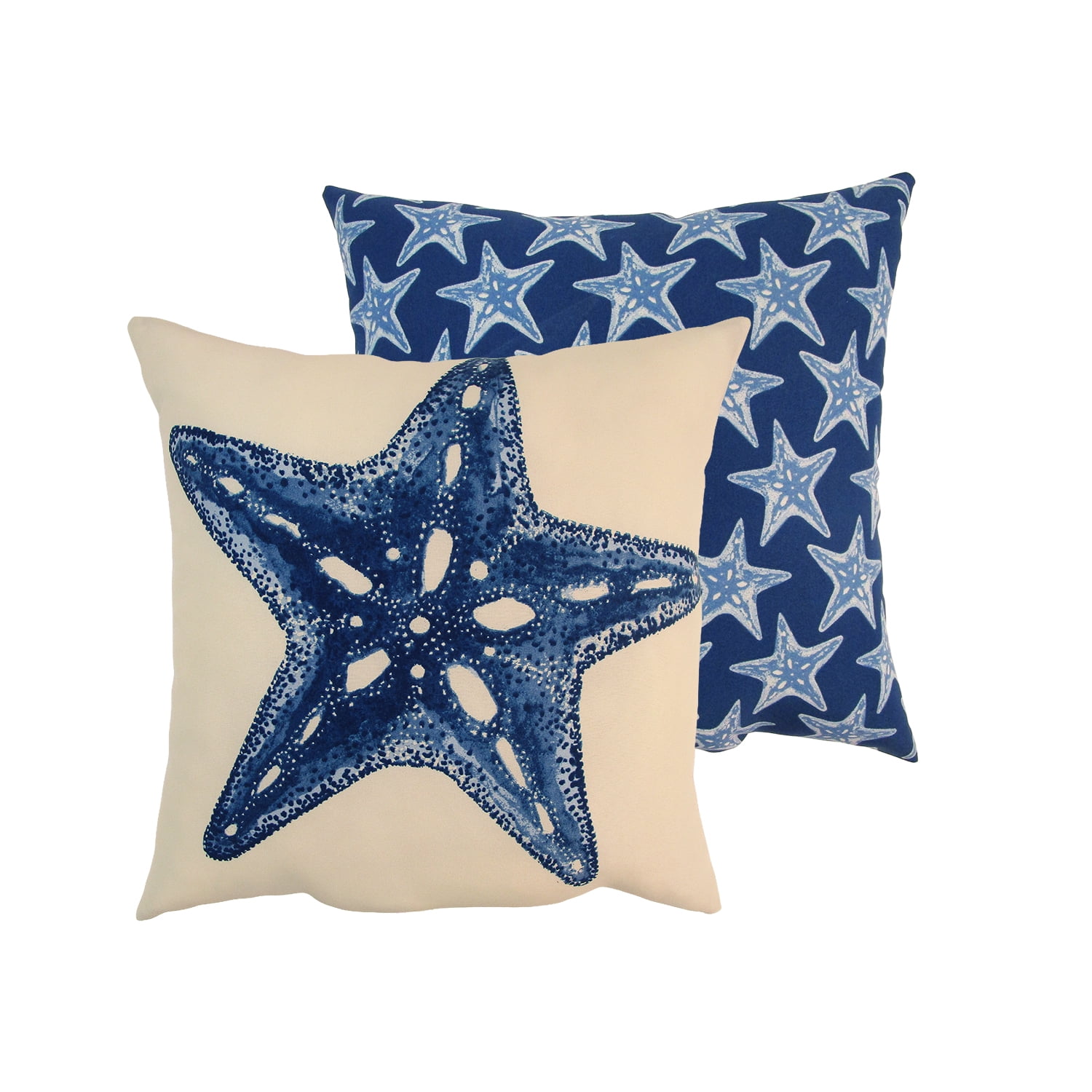 Mainstays 16" x 16" Reversible Decorative Outdoor Throw Pillow, Blue Starfish
