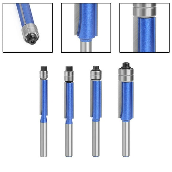 1Pc 1/4 Shank Flush Trim Router Bit With Bearing End Mill Trimming Cutter For Wood Template Bit Milling Cutter Woodworking Tool 6.35X6.35 Fangkenuo
