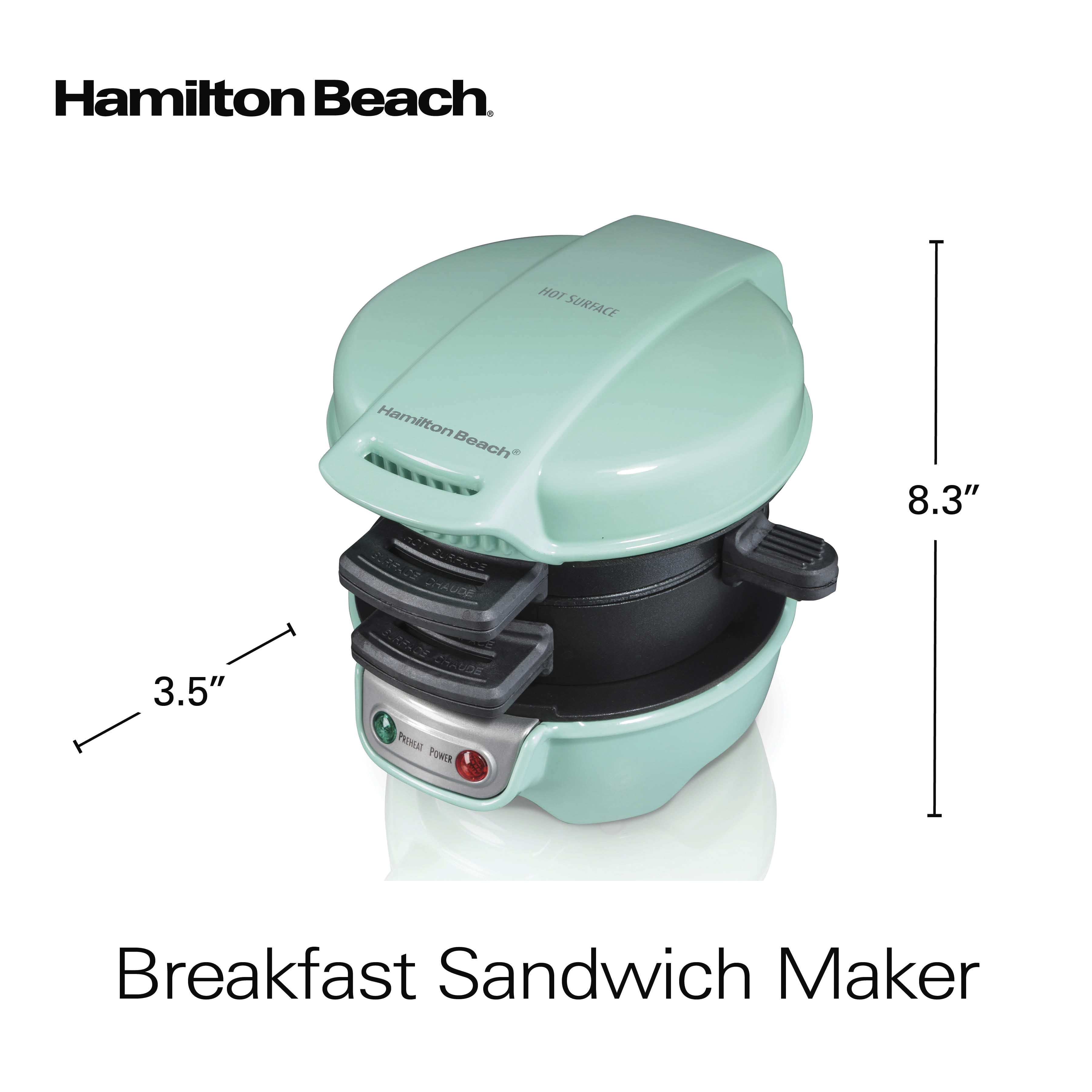 New Hamilton Beach Breakfast Sandwich Maker with Egg Cooker Ring Customize  712131663015