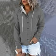 thumbnail image 2 of Jalioing Workout Tops for Women Long Sleeve Hooded Single-Breasted Button Drawstring Coats Solid Color Sports Outwear (Large, Gray), 2 of 6