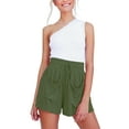 thumbnail image 3 of Uhndy Womens Summer Shorts Solid Elastic Waist Pocketed Casual Pants Army Green Xxl Armygreen 3XL, 3 of 3