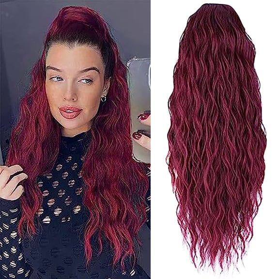 Dengmore Drawstring Ponytail Water Wig Ponytail Elastic Mesh Wig Braid Natural And Realistic Beautiful Water Pattern Ponytail Wig for Easy Wear & Styling