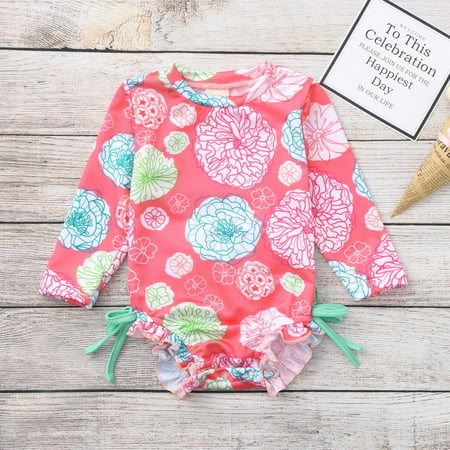 2019 hotsales Toddler Baby Girl Kids Swimwear Floral Printed Bikini Swimsuit Beach One