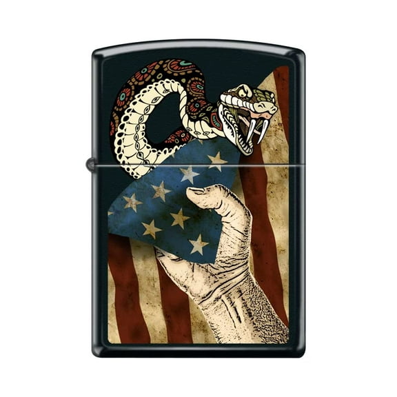 Zippo Lighter - Personalized Custom Message Engraved on Back for Don't Tread On Me with Snake Lighter (American Grunge Flag Z5452)