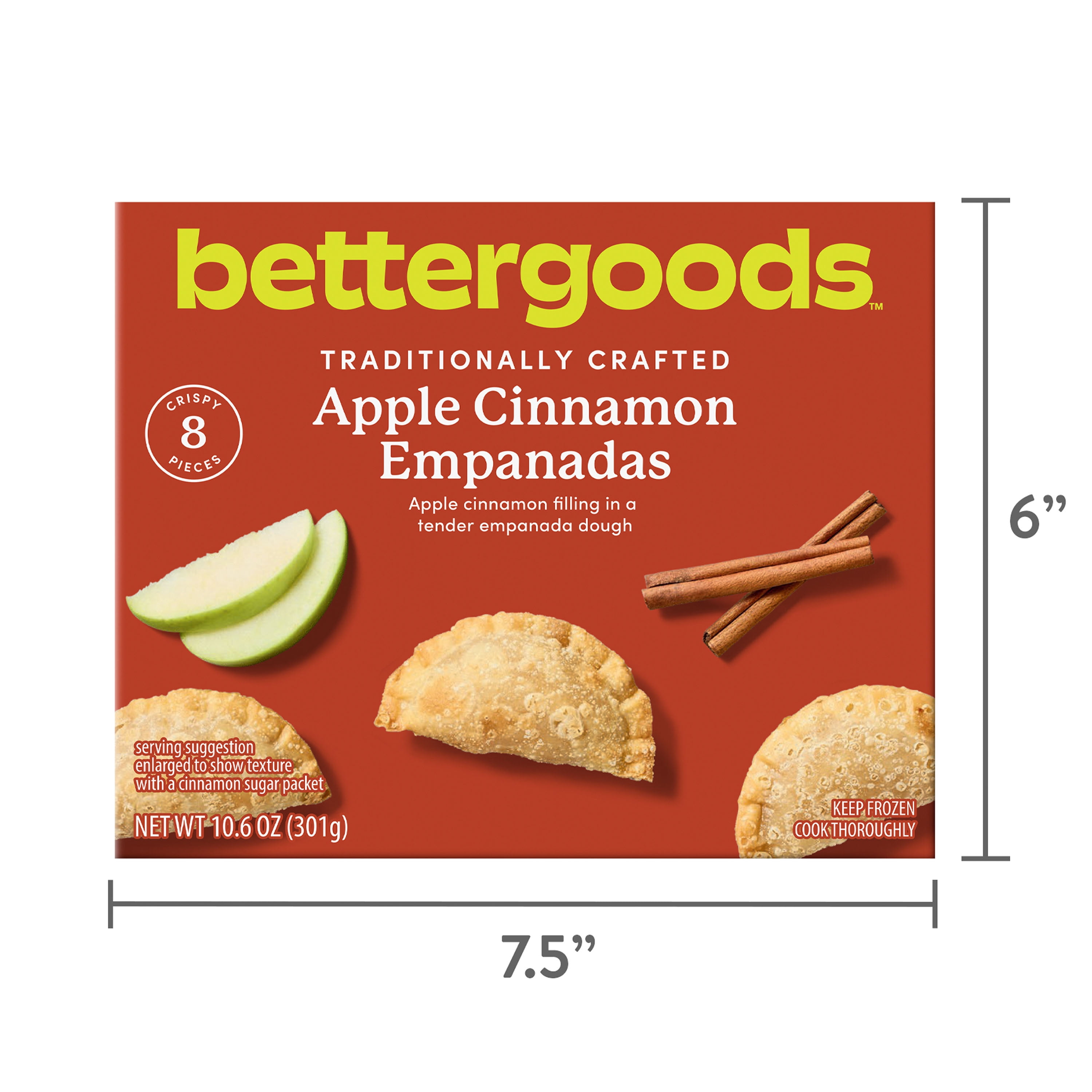 bettergoods Apple Cinnamon Empanadas, 10.6 oz, 8 Count (Frozen)