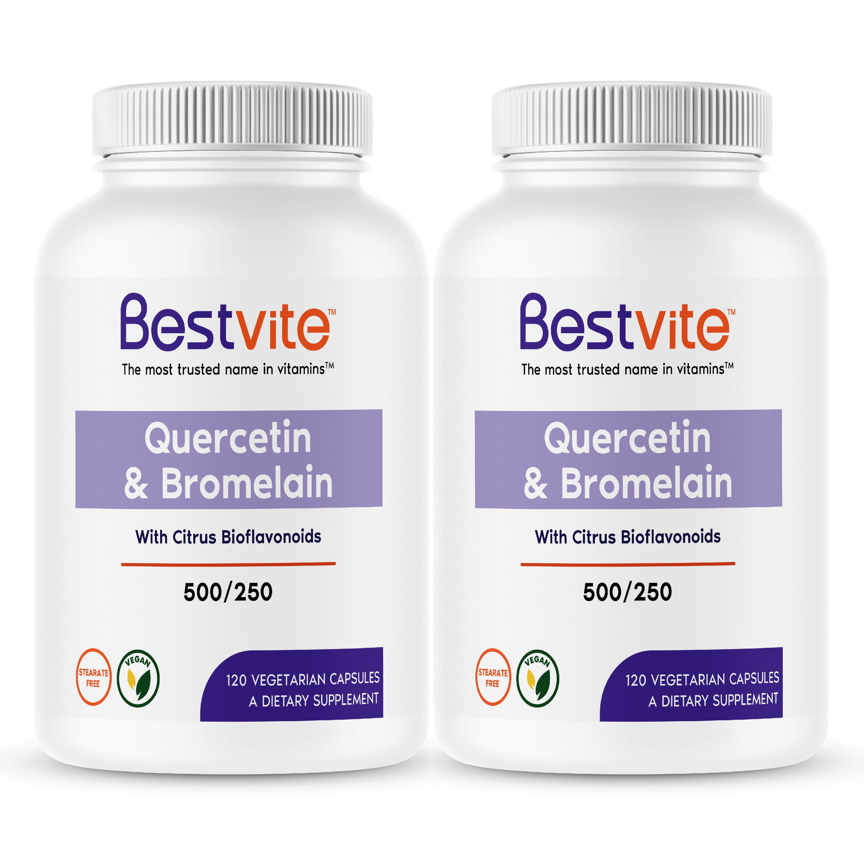 Quercetin with Bromelain 500mg/250mg (240 Vegetarian Capsules) (120 x 2