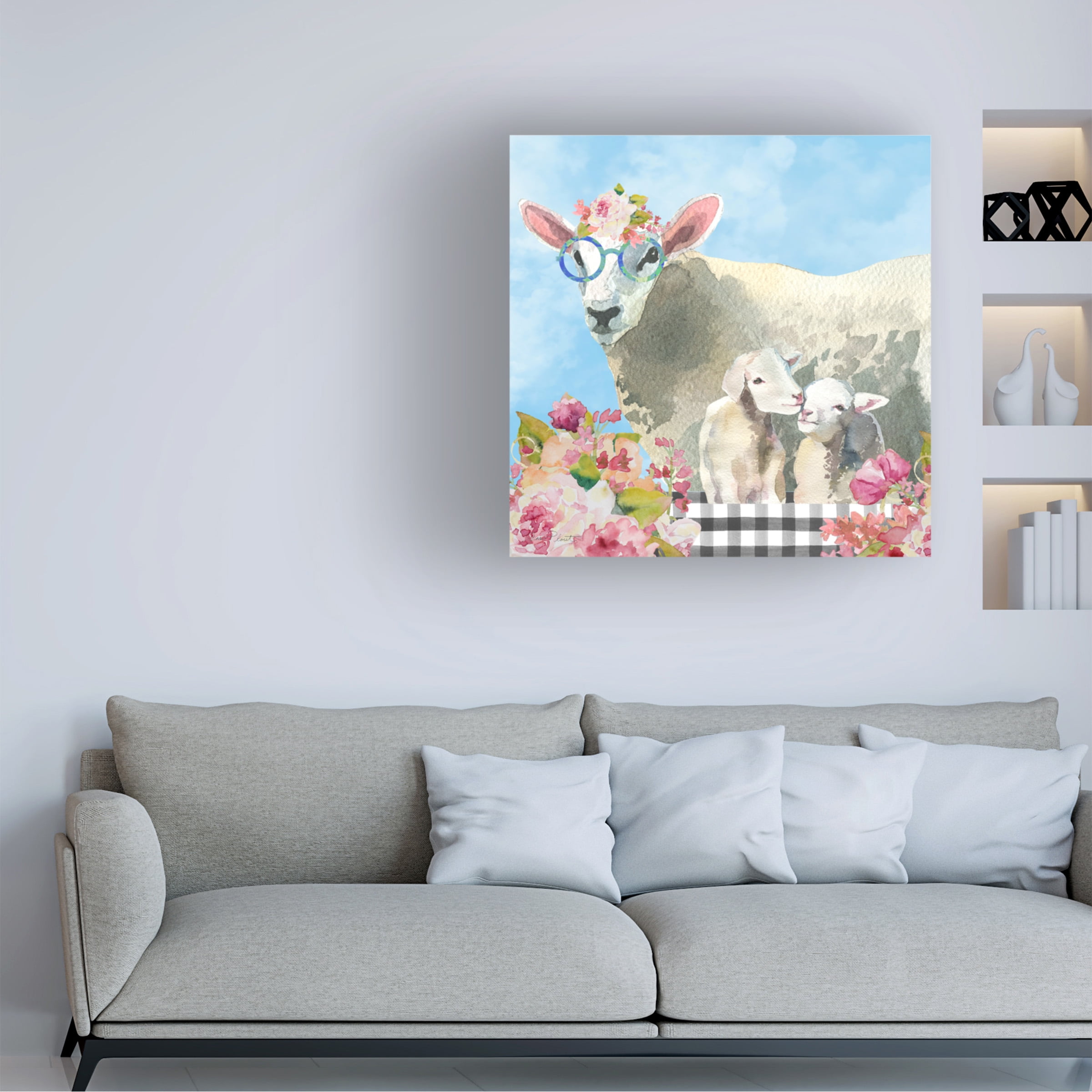 Canvas Wall Art - Jean Plout 'Farm Animal Beauties B' Wall Art for Living Room, Bedroom, or Office DÃ©cor by Trademark Fine Art - 14 x 14 Inches
