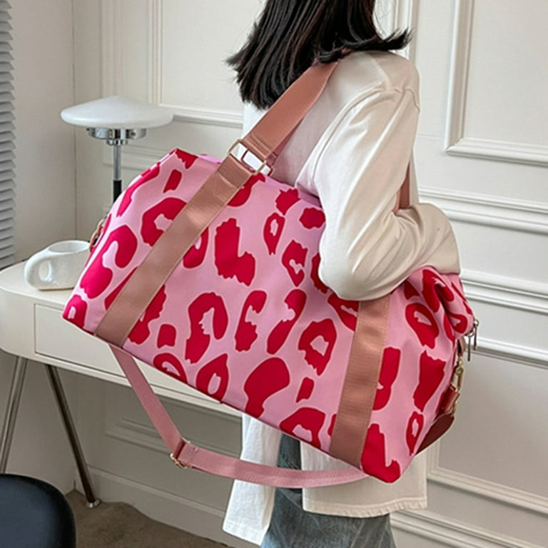 Yucurem Cow Print Luggage Bag Large Capacity Waterproof Shoulder Bag for Fitness Pink Walmart
