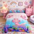 thumbnail image 2 of Meiyoeat Cartoon Sea Salamander Full Size Comforter Sets 3-Piece, Cartoon Ocean Animal Bedding Comforter Set, Pink Blue, 2 of 6