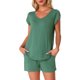thumbnail image 1 of Conjunto de lounge de 2 piezas para mujer INSPIRE CHIC, suéter de punto, camiseta de manga corta y pantalones cortos, conjunto de pijama S verde, 1 of 5