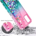 thumbnail image 3 of Nagebee Case for Motorola Moto G Stylus 2021 with Tempered Glass Screen Protector (Full Coverage), Glitter Liquid Sparkling Diamond, Girls Women Cute Phone Case (Pink/Aqua), 3 of 5