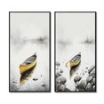 thumbnail image 2 of Designart "Vibrant Yellow Canoe on a Tranquil Lake I" Coastal Boat Framed Wall Art Set Of 2 - Yellow Coastal Frame Gallery Set For Office Decor, 2 of 7