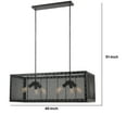 thumbnail image 4 of Metal Rectangular Open Frame Chandelier with Mesh Design, Black- Saltoro Sherpi, 4 of 4