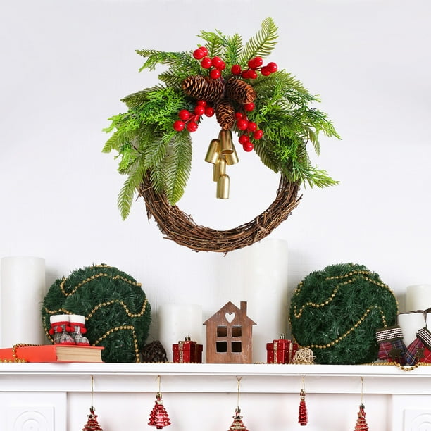 ¡Compra y Ahorra Ya!, Guirnaldas navideñas colgantes Tiras de elementos festivos Accesorios de decoración navideña Simulación de decoraciones de coronas para colgar en la puerta Akmoler