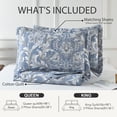 thumbnail image 6 of BCOTTON Queen Quilt Set - Luxury Blue Floral Beddings - 100% Cotton All Season Reversible Bedspread Set for King Bed- Lightweight, Soft, Pre-Washed(Blue/White), 6 of 7