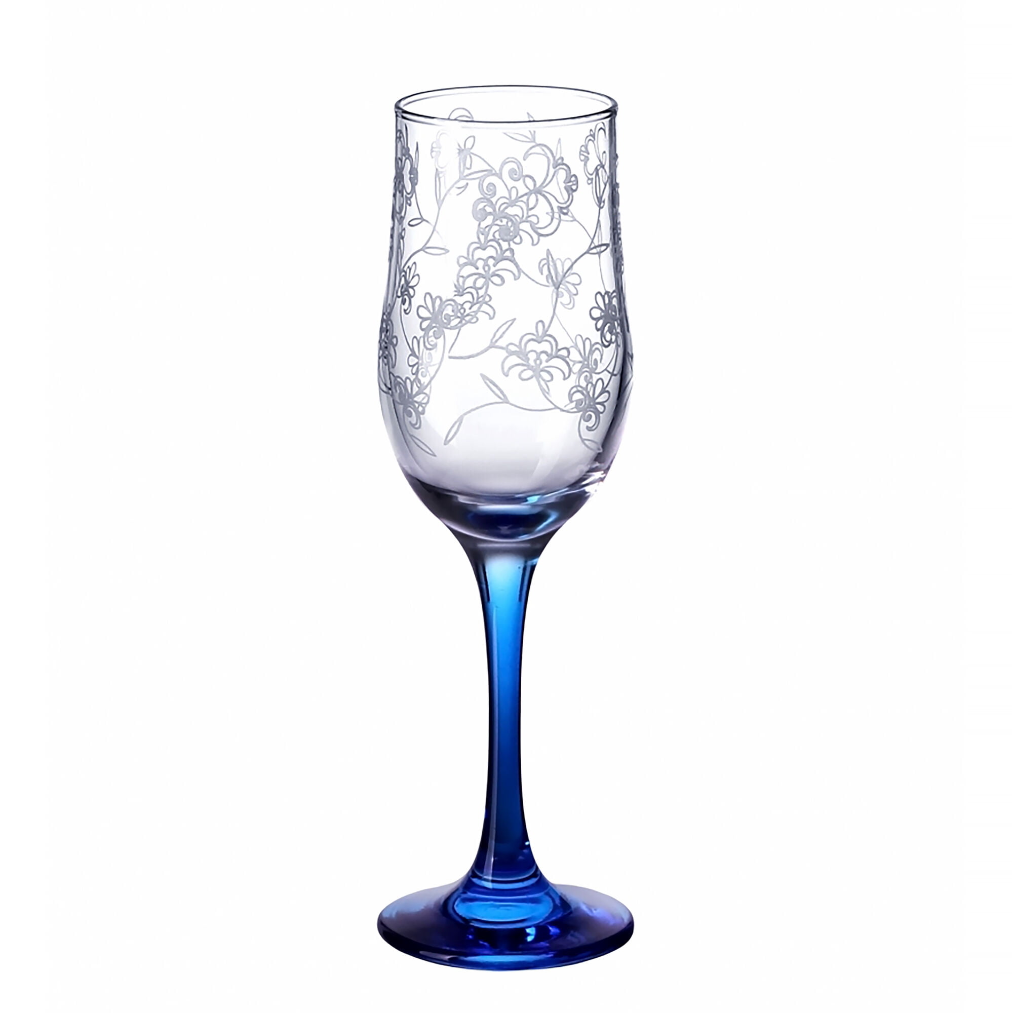 STP GOODS Рrimavera Wine Glass Set of 6 pcs 6.8 fl oz (200 ml) Floral Bar Glasses for Red and White Wine Glass Wine Goblets with Multicolored Stems Champagne Flutes, Clear