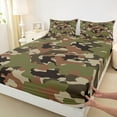 thumbnail image 3 of Manfei Abstract Camouflage Twin Sheet Sets, Green Brown Camo Twin Fitted Sheet, Military Patriotic Theme Flat Sheet, Super Cozy Room Decor 3 Pieces, 3 of 7