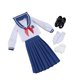 thumbnail image 4 of Traje de colegiala a escala 1:6, conjunto de manga larga para muñecas femeninas de 12 pulgadas azul, 4 of 7