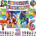 thumbnail image 2 of Kit de vajilla con temática de dibujos animados para decoración de fiestas de cumpleaños de Inside Out 2, globos, alegría y tristeza, suministros para niños, niños y niñas, juguetes de regalo, 2 of 5