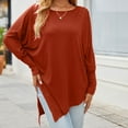 thumbnail image 5 of ylioge Plus Size Tops for Women, Ladies Fall Oversized Shirts Casual Loose Solid Color Long Sleeve Irregular Hem Crewneck Sweatshirts Blouses, 5 of 8