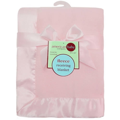 American Baby Company Fleece Blanket 30 X 40 with 2 Satin Trim, Pink