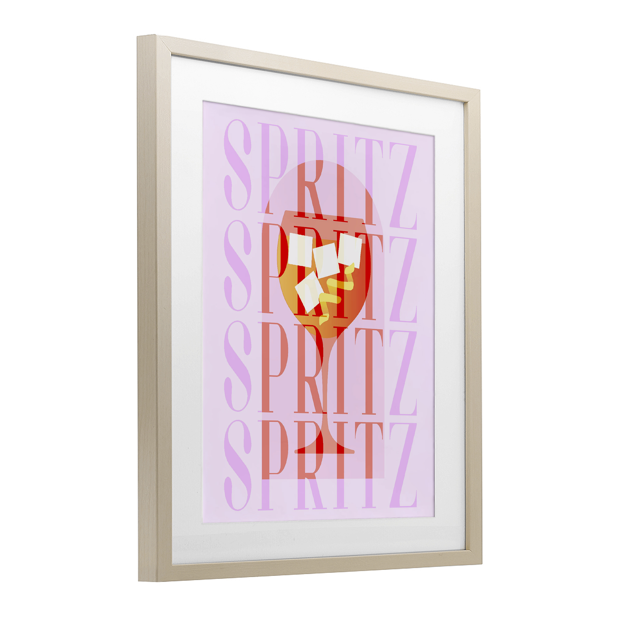 Retro Pastel Spritz Birch Framed Print Under Glass, design by Lil' Rue