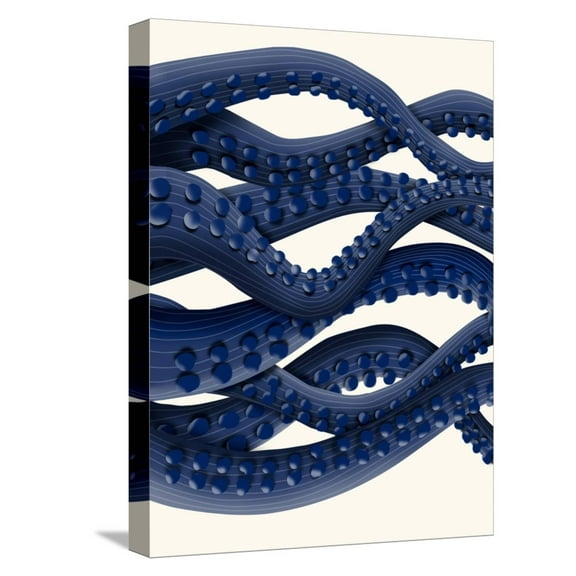 Art.com Giant Octopus Blue Triptych b Stretched Canvas Print Wall Art by Fab Funky, 12" x 16"