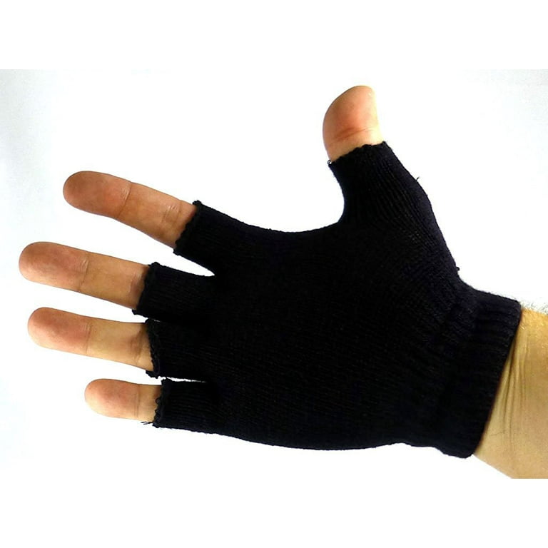 Knit Fingerless Gloves, Black