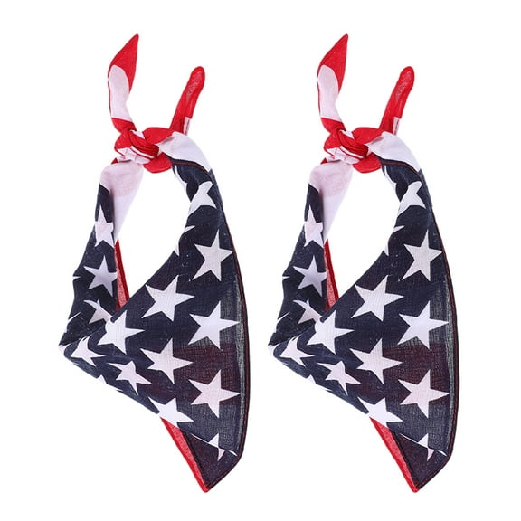 Mutmorningal 2Pcs American Flag Bandana Fashion Neck Scarf Handkerchief Patriotic Kerchief Hand Towel