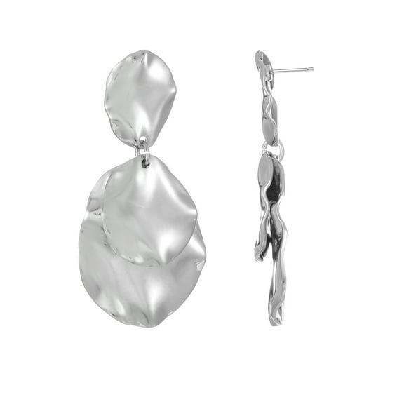 Time and Tru Silvertone Melted Metal Drop Earring, 1 Pair