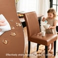 thumbnail image 3 of Modern Faux Leather Dining Chairs Set of 4 for Dining Room, Upholstered Parsons Chairs, Light Brown, 3 of 6